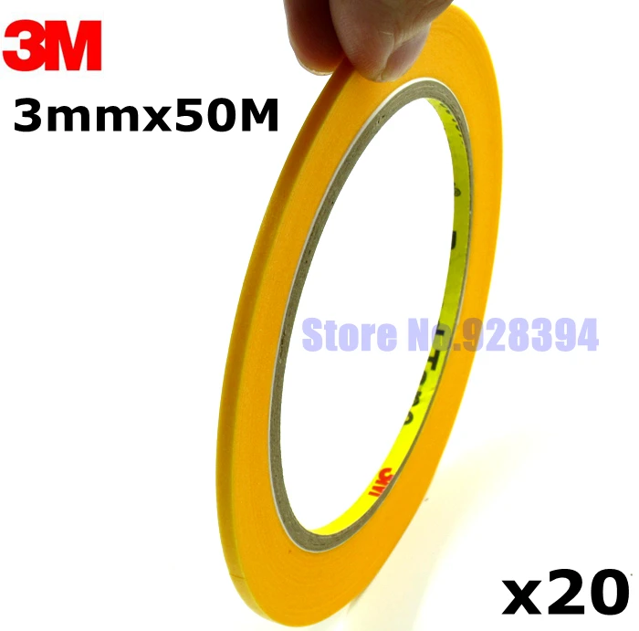 20Rolls 3mm x 50M 3M 244 High Temperature Masking Tape For Automotive