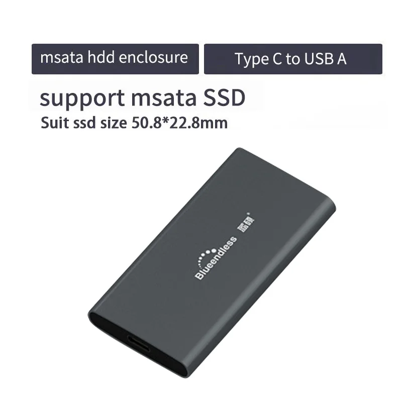 Blueendless M.2 портативный жесткий диск ssd Чехлы Кабель с разъемом типа c usb 3,0 msata 2242/2260/2280 жесткого диска серебристый алюминиевый hdd caddy