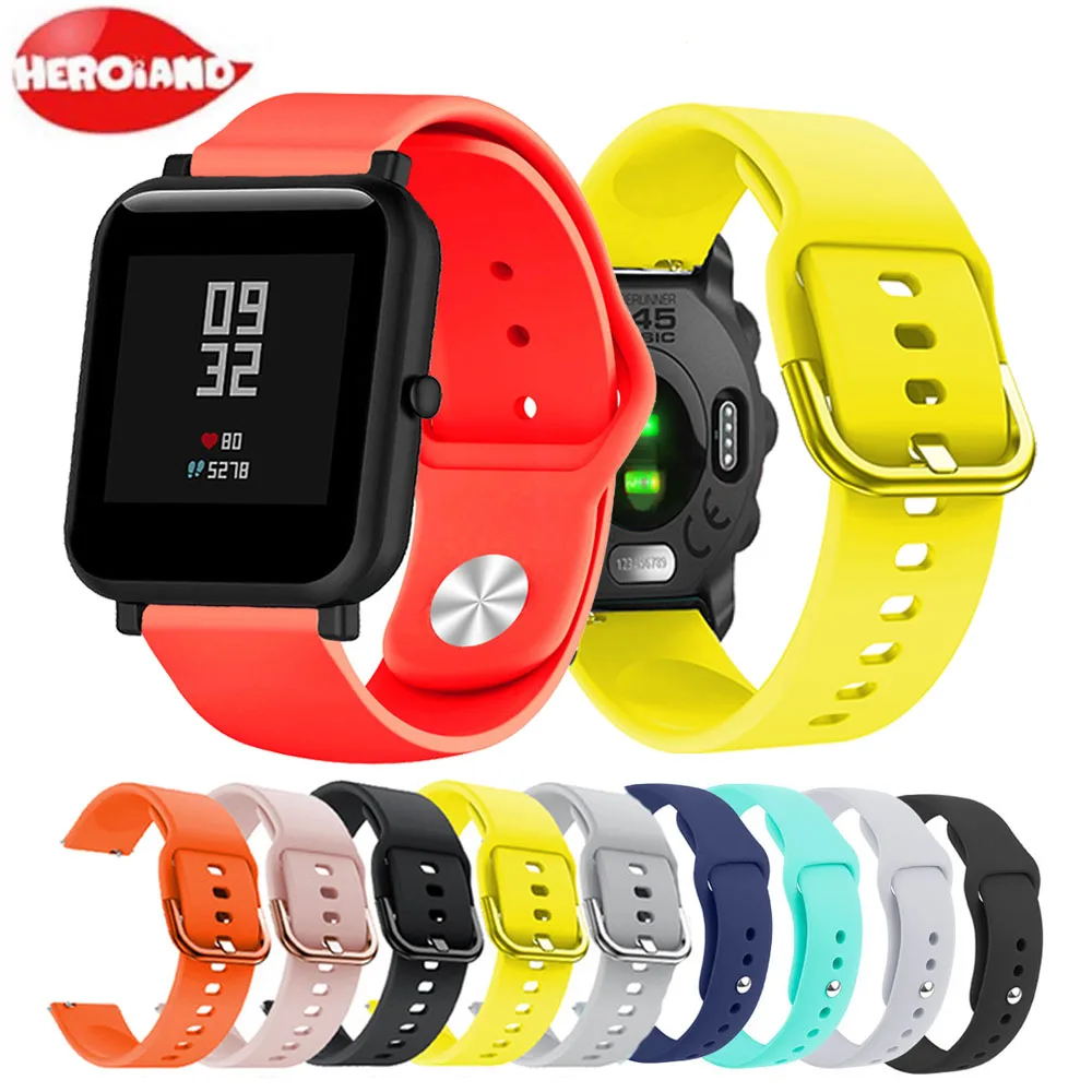 

Silicone Soft Strap for Xiaomi Huami Amazfit Bip BIT Lite Youth Smart Watch Bracelet For Samsung Galaxy Active 42mm Wristband