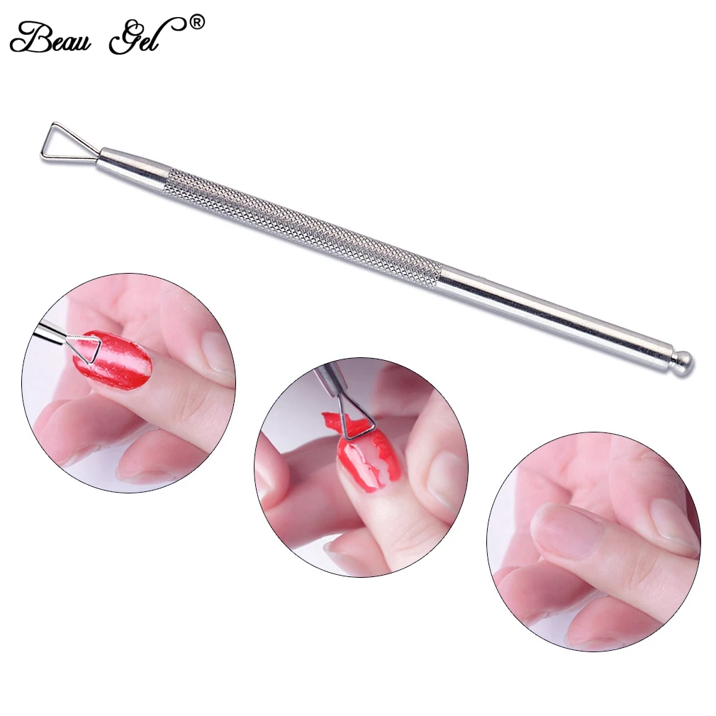 

Beau Gel Stainless Steel Triangle Stick Rod UV Gel Polish Remover Culticle Pusher Wet Paper Nail Art Tool For Gel Varnish
