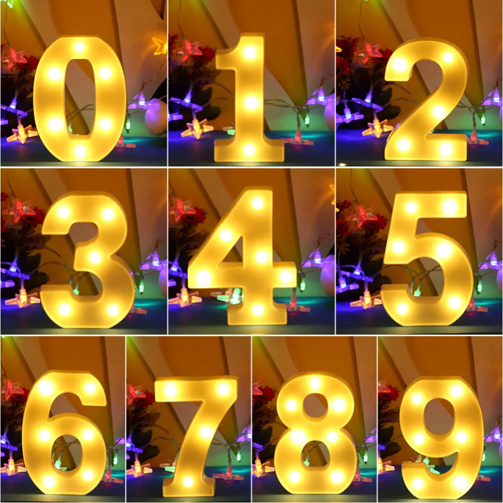 Creative 3D Letter Number LED  Light Alphabet Sign Warm Light Indoor Wall Hanging Night Lamp Decoration Valentine's Day Gift