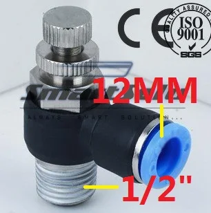 

10pcs/lot NES12-04Pneumatic Throttle Valve,Quick Push In 12MM Tube 1/2" Inch Air Fitting Flow Controller