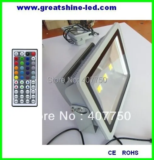 

high power Ip65 waterproof 150w 44key or 24 key ir remote rgb led flood light used for stations and warehouses lighting