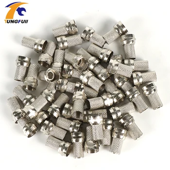 

High quality 100 Pcs Twist on RG6 F Type Coaxial Cable Connector Plugs Brass materials Singnal Line connector Copper Galvanized