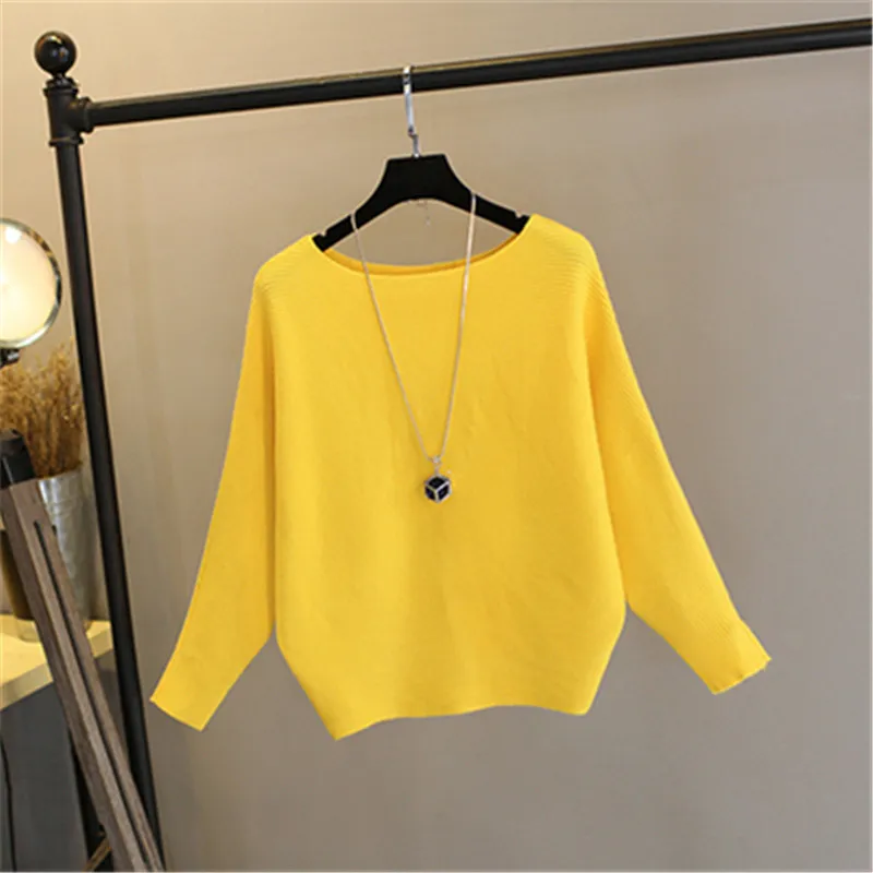 

Women's Sweaters and Pullovers Coat Batwing Sleeves Loose Cashmere Sweatershirt Round neck Female Wool Knitted Brand Jumpers