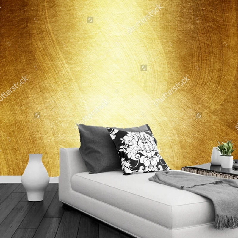 Custom luxury gold Textile Wallcoverings,gold polished metal,3D photo