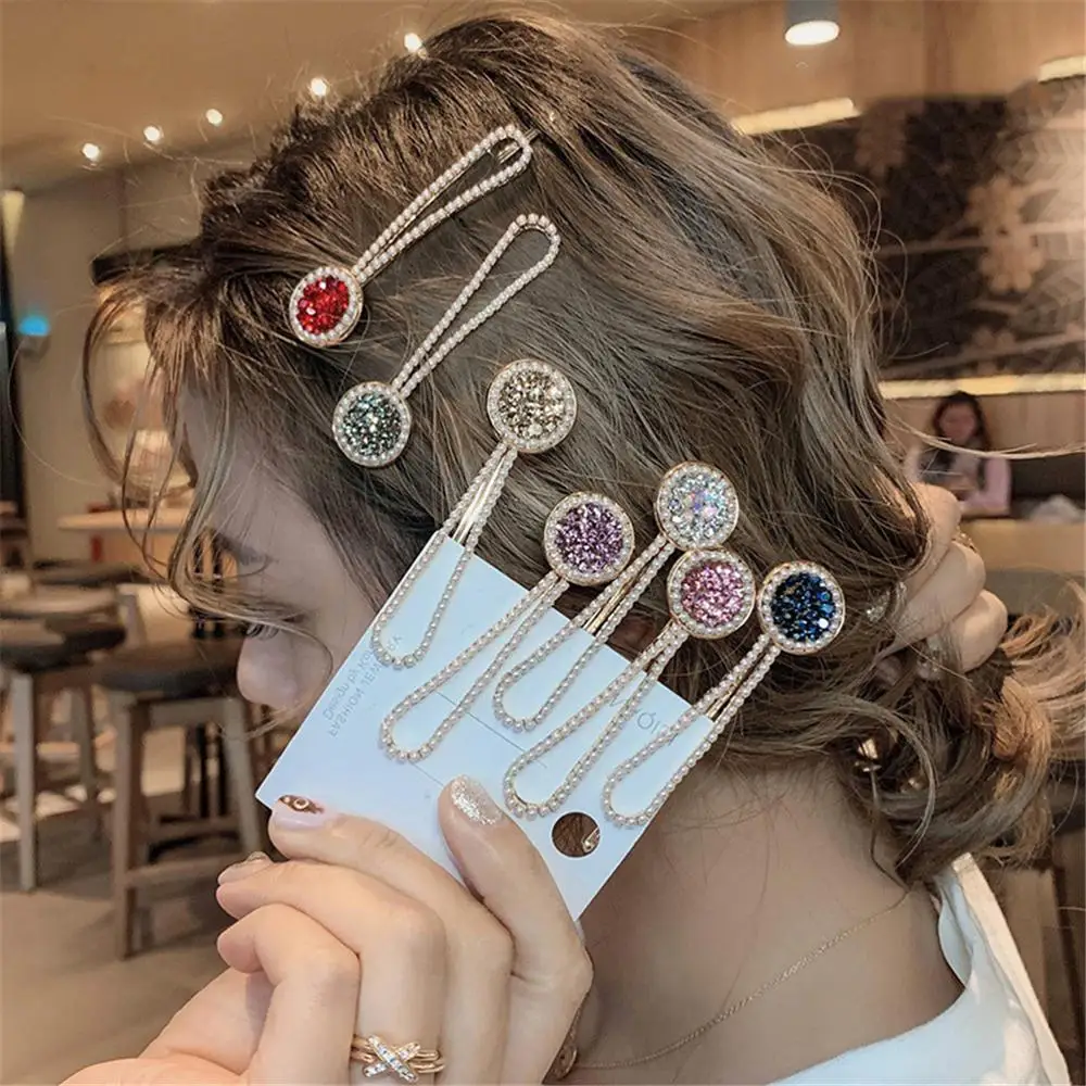 

M MISM 2019 Korean Rhinestone Sweet Girls Hair Accessories Twinkling Hair Clips For Women Elegant Retro Pearl Hairpin
