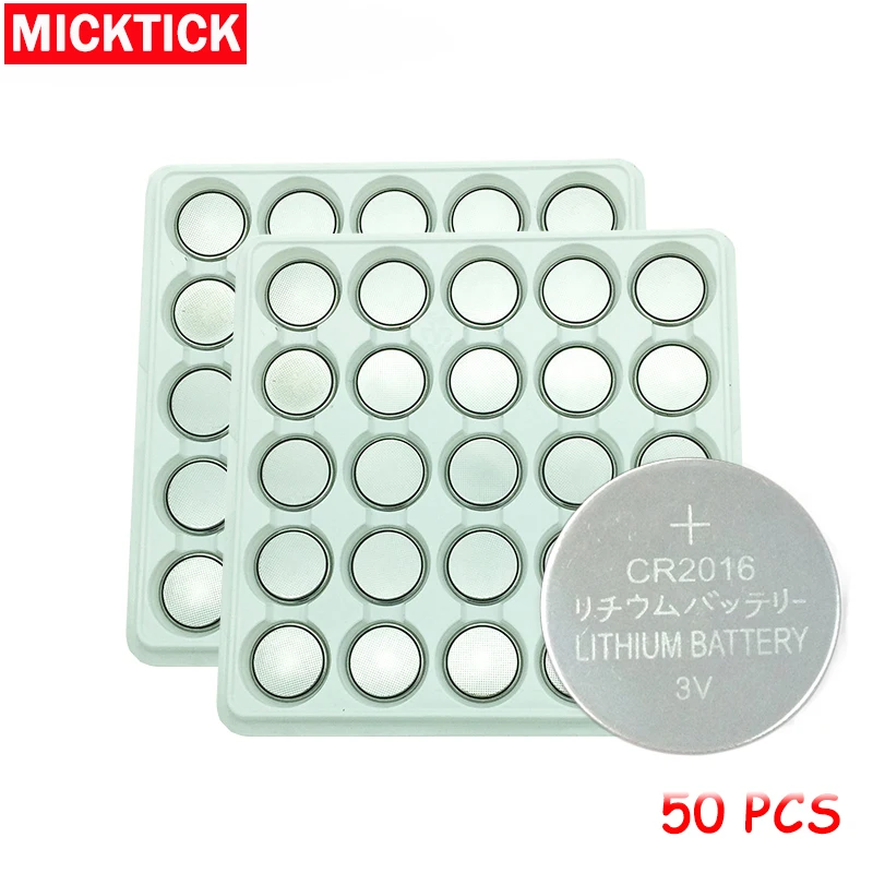 

50PCS MICKTICK CR2016 3V Lithium Li-ion Battery DL2016 ECR2016 LM2016 BR2016 CR 2016 watch Button cell Coin Batteries Toy Remote