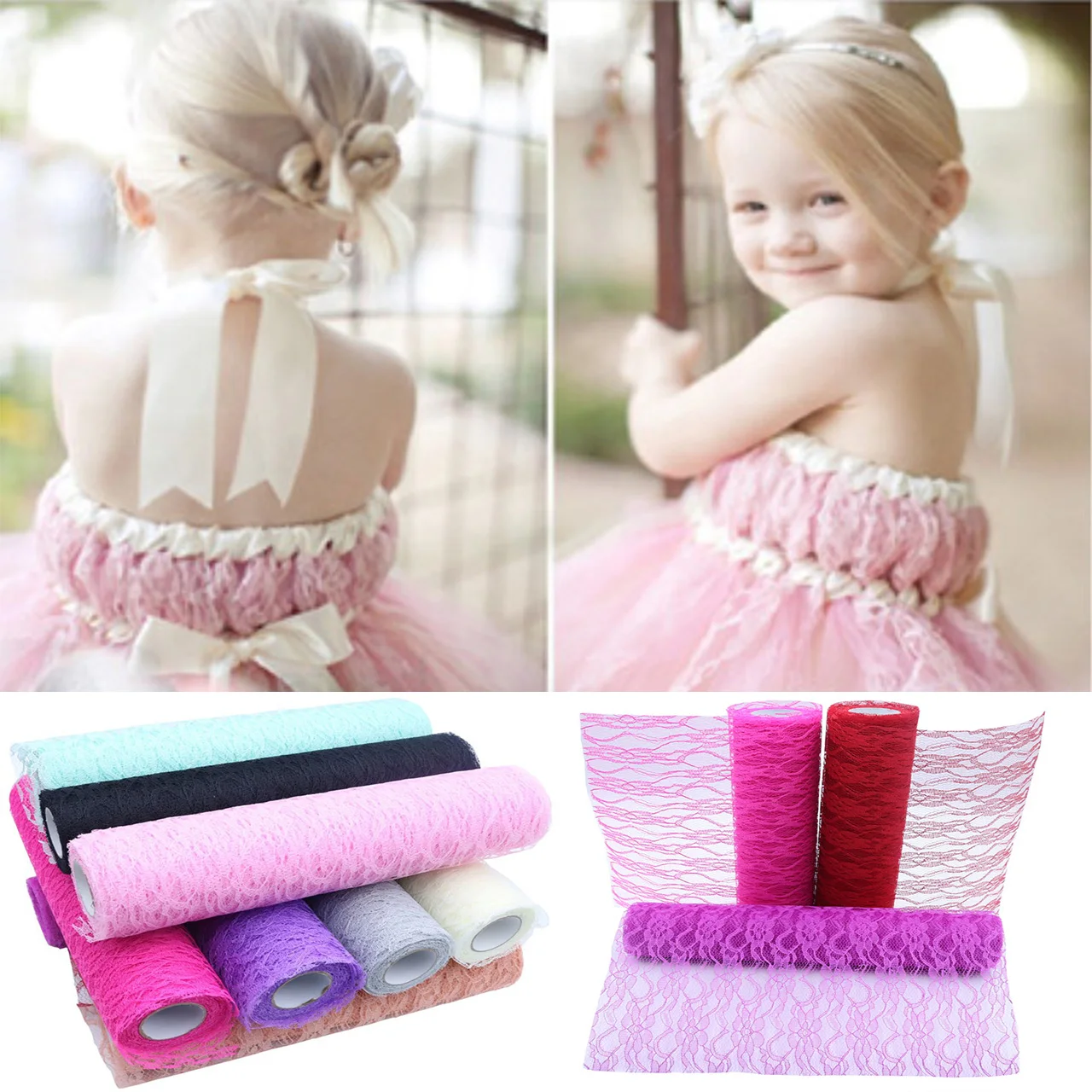 

10 Yard Lace Tulle Roll Fabric DIY Baby Shower Tutu Skirt Christmas Decoration Lace Wedding Party Table Flag Sashes Decorations