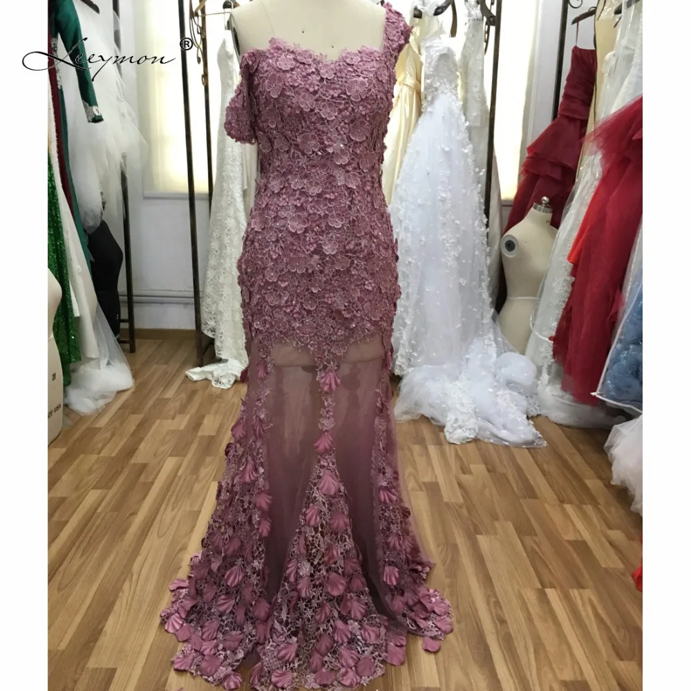 Элегантный Русалка кружева вечернее платье со съемной поезд халат де суаре элегантный Vestido De Noche RE26