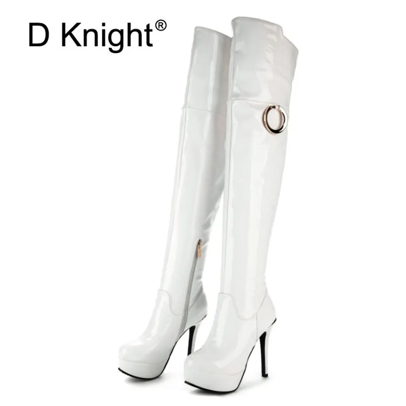Plus Size 33-48 Women Over The Knee Boots Night Club Pole Dance Boots Patent Leather Stiletto Super High Heel Tall Women's Boots (21)