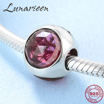 

2019 three sides red crystal zircon beads 925 Sterling Silver Fit Original Pandora Charms Bracelet Jewelry making