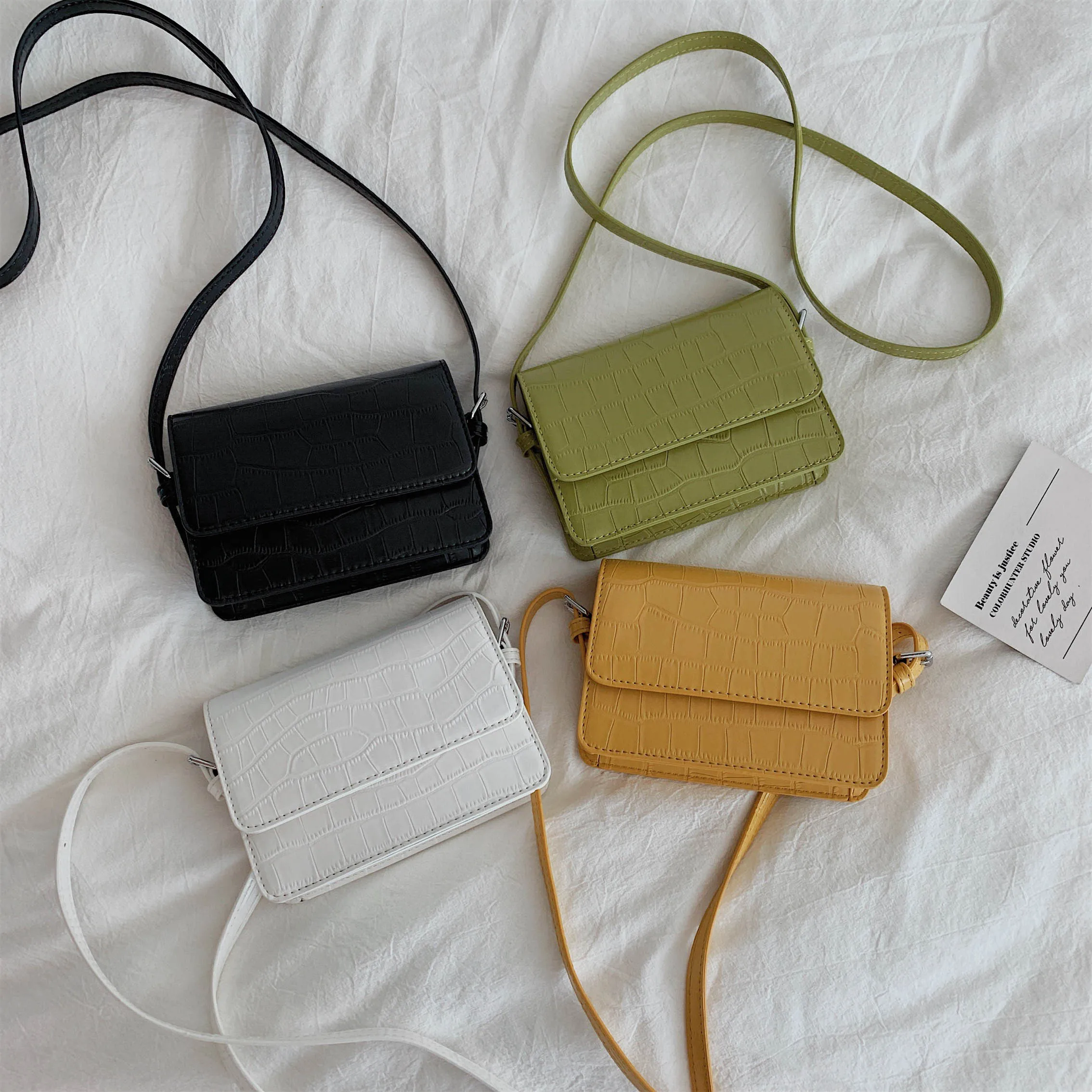  Stone Pattern Mini Leather Crossbody Bags For Women 2019 Solid Color Shoulder Messenger Bag Luxury  - 4000022543460