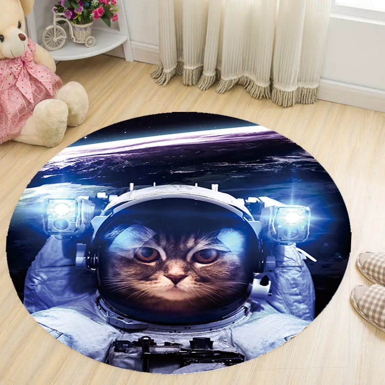  New Round Carpets World map Cat Printed Soft Anti-slip Rugs Computer Chair Floor Mats for Home Kids