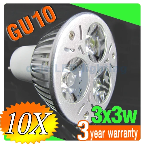 10X High power GU10 3x3W 9W 85-265V Dimmable Light lamp Bulb LED Downlight Led Warm/Pure/Cool White | Лампы и освещение