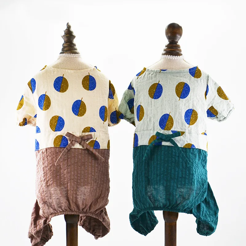 

New Dog Clothes Cotton and Linen Shirt Four Legs Bloom Pants For Small Medium Puppy Dogs Jumpsuits Chihuahua Teddy