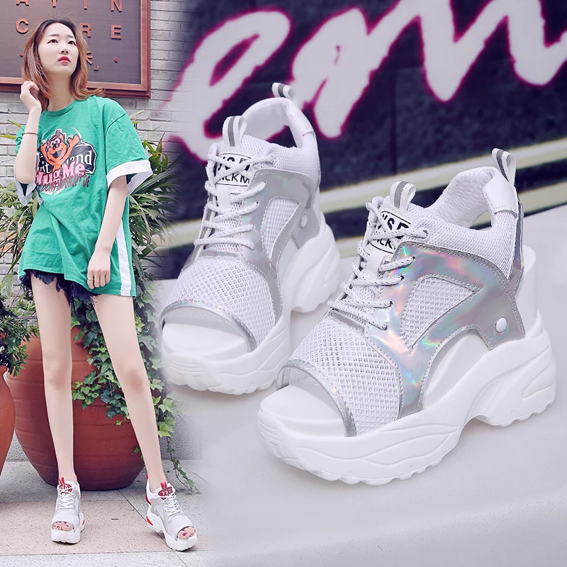 2019 Summer Chunky Sandals Women 11cm Wedge High Heels Shoes Female Lace Up Platform Mesh Casual Summer Slippers Woman Sandal 2019 Summer Chunky Sandals Women 11cm Wedge High Heels Shoes Female Lace Up Platform Mesh Casual Summer Slippers Woman Sandal