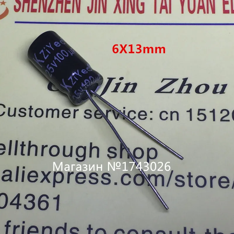 High quality 1000pcs lot Aluminum electrolytic capacitor 25V 100UF 6 13mm 100UF 25V DIP IC