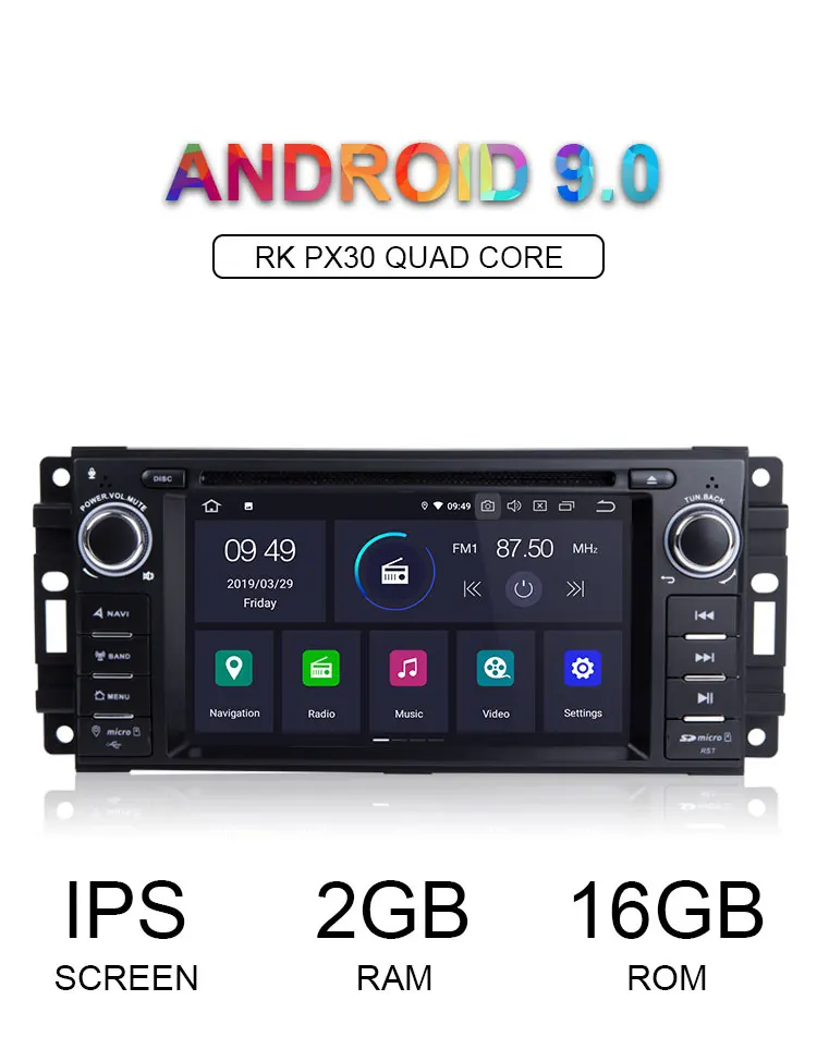 LJHANG 1 Din автомобильный dvd-плеер Android 9,0 для JEEP Wrangler Компас Grand Cherokee Commander Dodge gps wifi Мультимедиа стерео Авто