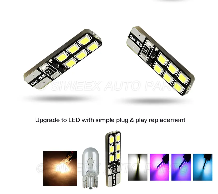 1 шт. T10 W5W автомобильный светильник s 12-2835 SMD СВЕТОДИОДНЫЙ CANBUS OBC ERRO бесплатно DC 12V купольная лампа для чтения боковой знак дверной Светильник лампы