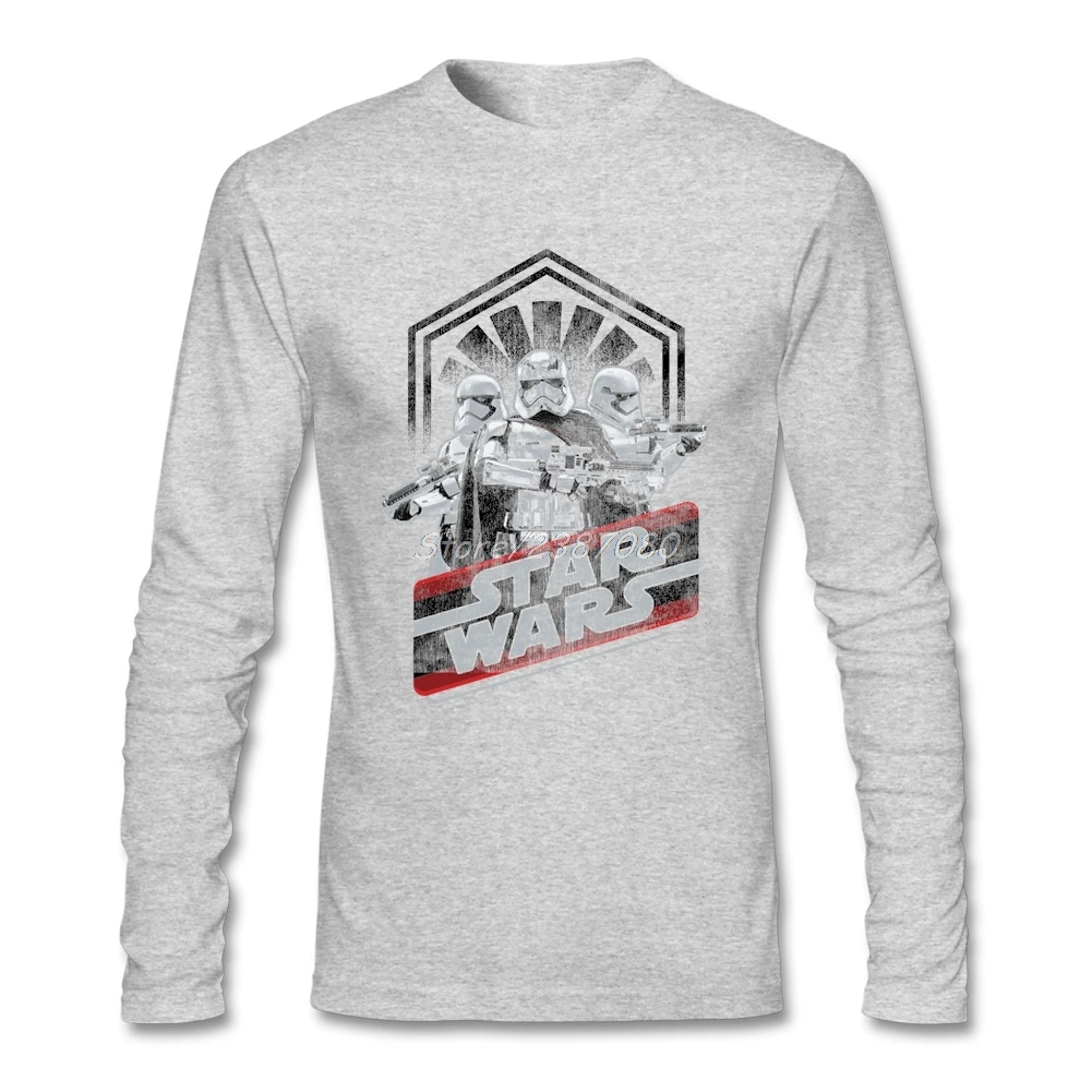 Капитан фасма войсковая футболка Star Wars Мужская персонализированная футболка с круглым вырезом с длинным рукавом на заказ новейший дизайн футболки - Цвет: Серый