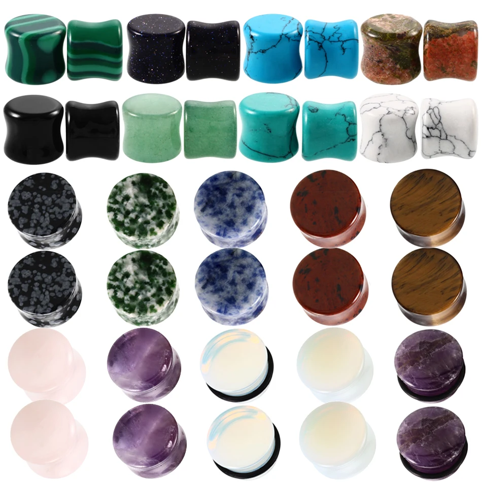 

2pcs/lot Stone Ear Plug Earring Helix Gauge Women Ear Plug Flesh Tunnel Piercing Men Oreille Expander Stretcher Piercing Jewelry