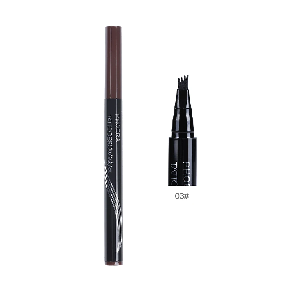 PHOERA водостойкая микроблейдинг вилка кончик бровей Татуировка ручка карандаш для бровей кисти для макияжа Косметические тонкие эскизы TSLM1 - Цвет: Black brown