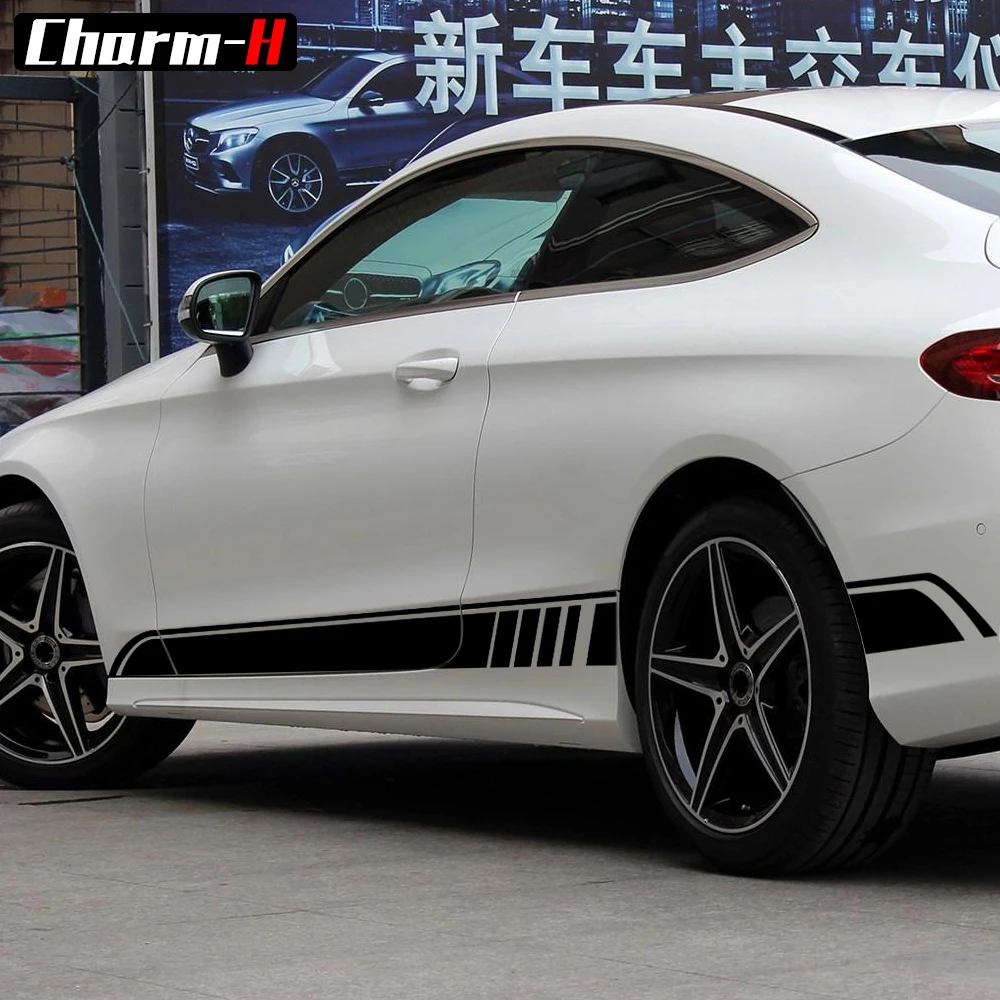 Автомобильный Стайлинг c63 AMG Edition наклейка в полоску с боковой юбкой для Mercedes Benz W205