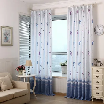 

Modern Blackout curtains moon star pastoral printed Tulle Children Kids curtains for Living room Bedroom Kitchen Window Decor