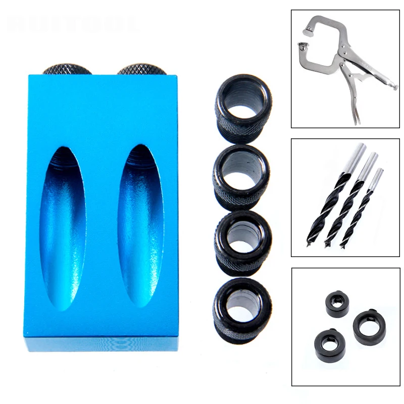 melhor Buraco bolso Gabarito Kit Sistema de Mini Madeira Gabarito Broca Passo 6 8 10mm Conjunto Para DIY Ferramentas para trabalhar madeira