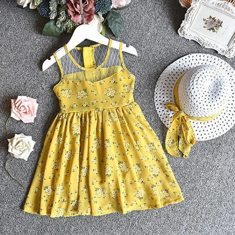 

Sleeveless Bow Knot Vest Tops Cute Sweet Dress Little Girls Summer Outfits Clothes Floral O- Neck Top Sun