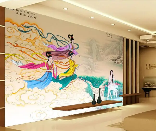 

3d wallpaper custom mural non-woven wall sticker Fairy bath Chinese TV setting wall painting photo wallpaper for walls 3d