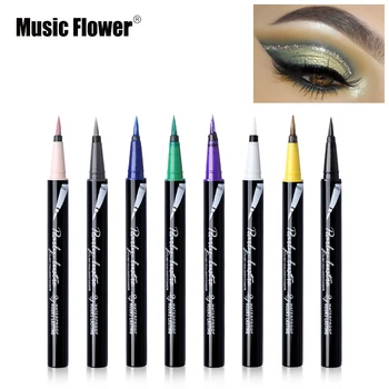 

Music Flower 6 Colors Glitter Eyeliner Pencil Liquid Eye Makeup Set Waterproof Long-lasting Black Eye Liner Pen Brighten Shimmer