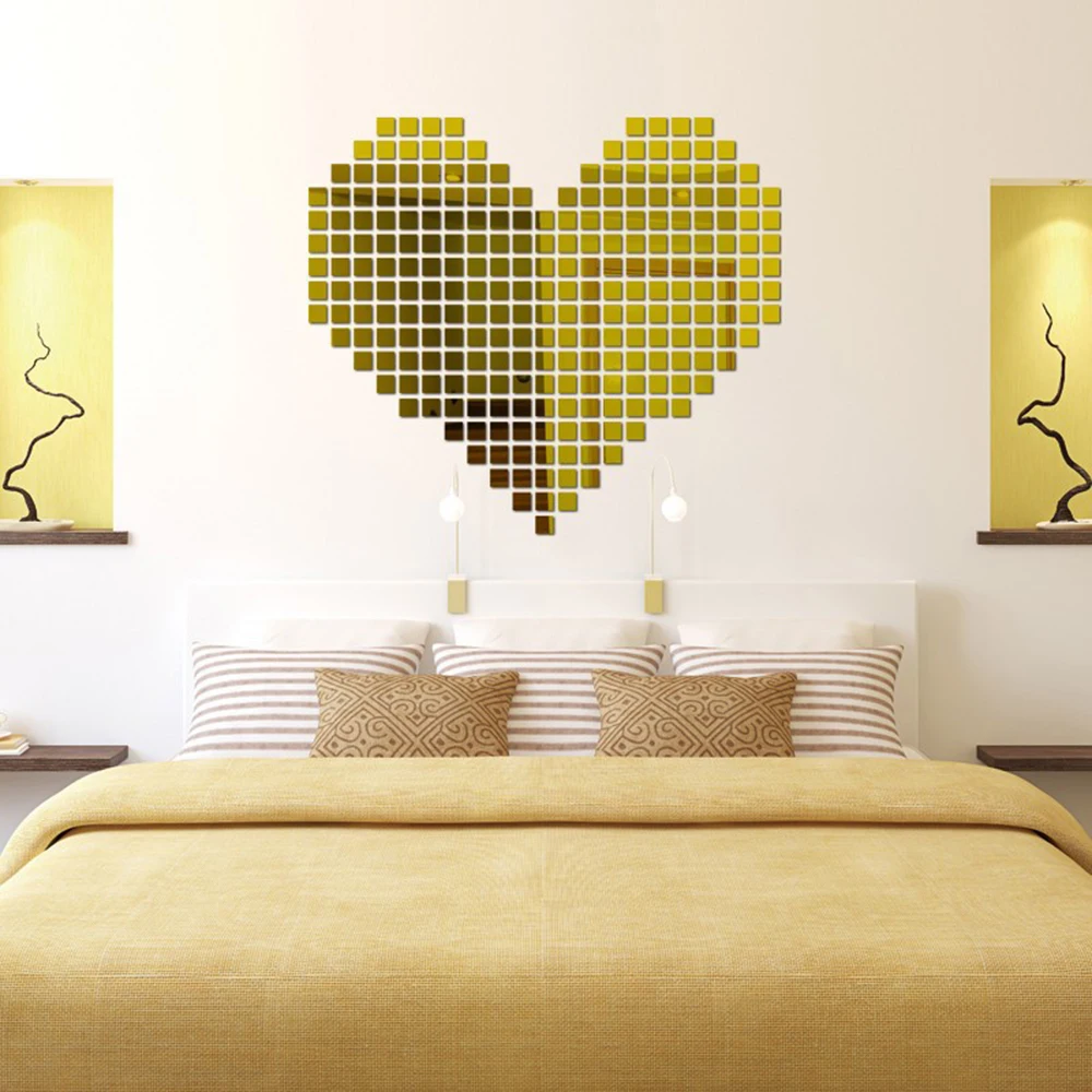 

100pcs Acrylic Mirrored Decorative Sticker Mirror Wall Stickers Art DIY Decoration 2*2CM Adhesive Sticker Room Home Decoration