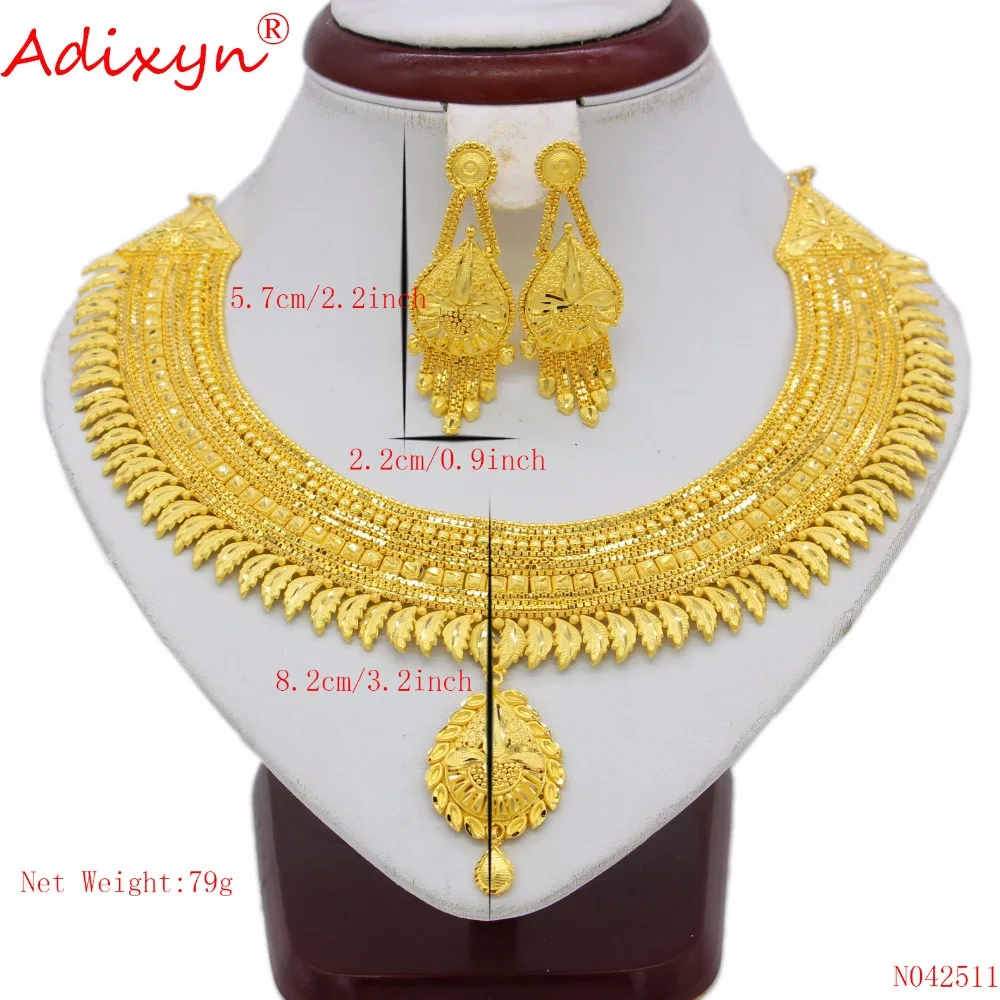Adixyn Новое гибкое ожерелье серьги набор ювелирных изделий для женщин девочек золотой цвет/медь арабский/Эфиопский/Африканский Свадебный подарки N042511