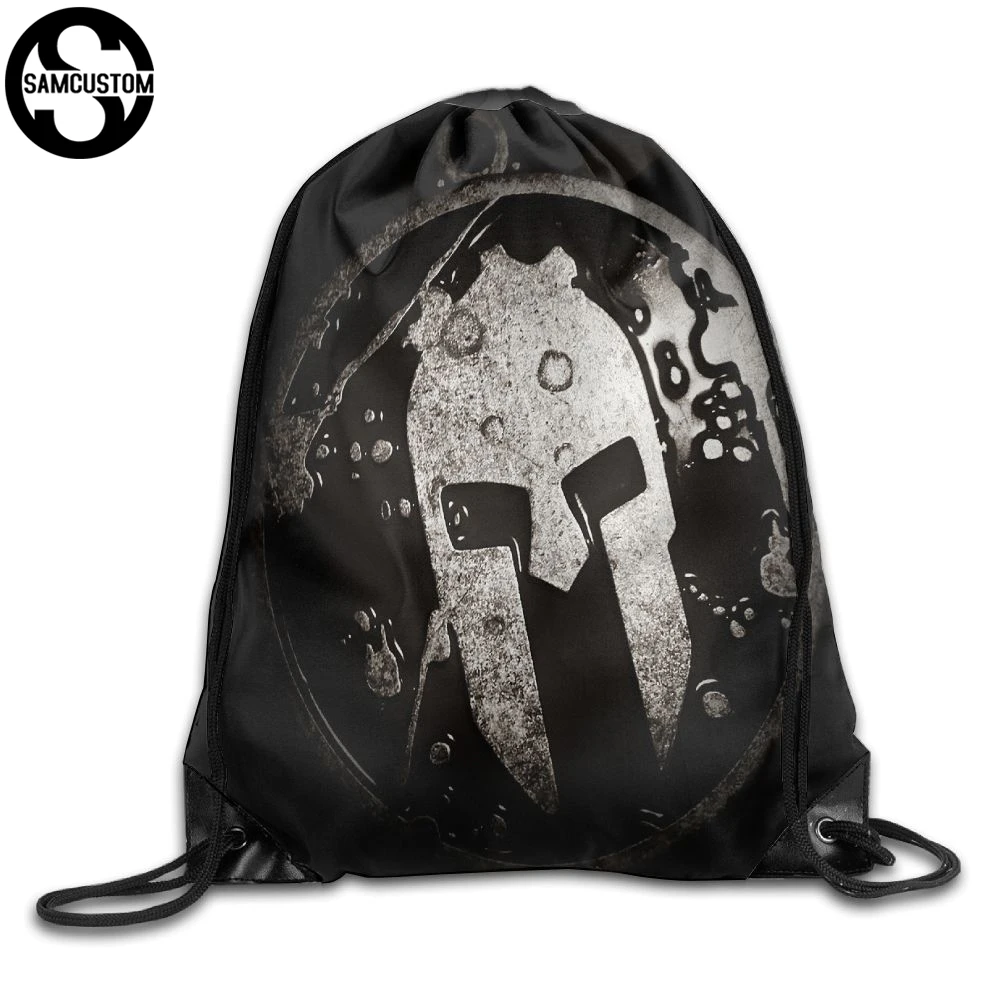

SAMCUSTOM Spartan mask 3D Print Shoulders Bag Fabric Backpack men and women Port Drawstring Travel Shoes Dust Storage Bags