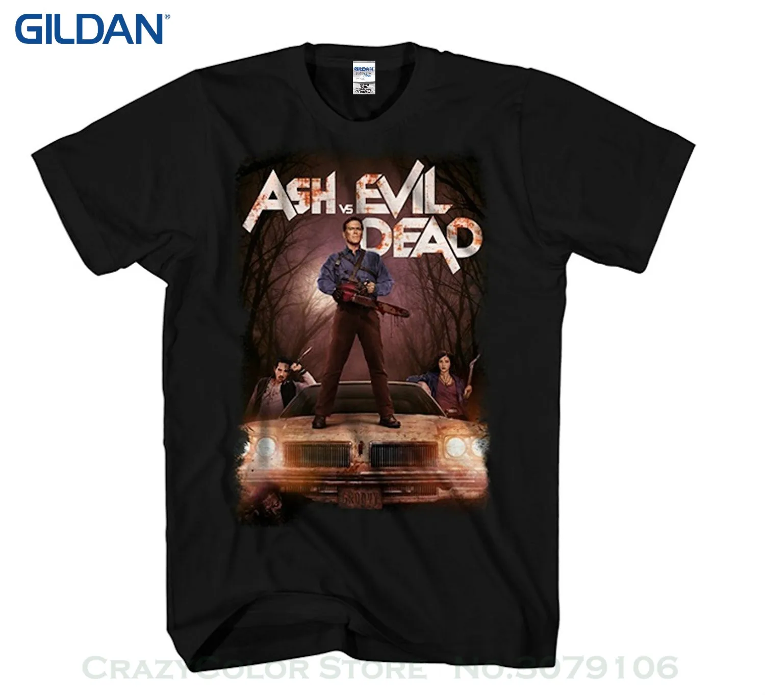 

Low Price Round Neck Men Tees Ash Vs. Evil Dead Men's Poster Shot Short Sleeve T-shirt
