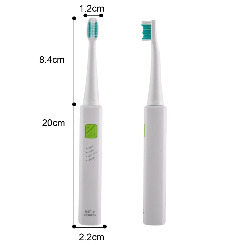 LANSUNG, ультра звуковая зубная щетка, USB зарядка, перезаряжаемая с 4 сменными головками, зубные щетки, щетка с таймером