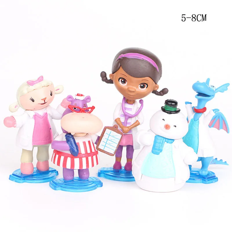 5 шт./компл. Doc McStuffins Toy Hospital Girl Lambie Lamb Stuffy Dragon Chilly Snowman Hallie Hippo Набор фигурок детские