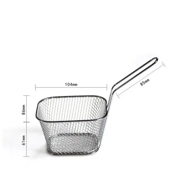 

New Kitchen Cooking Tools Mini Stainless Steel French Fries Net Fry Fryer Basket Small Square Shape Kitchen Supply K20