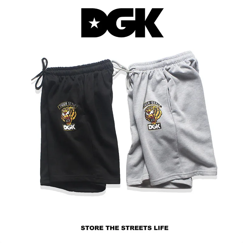 Летний стиль шорты Dgk Для мужчин Для женщин высокое Качественный хлопок Тигр шорты Dgk модная уличная шнурком шорты DGK
