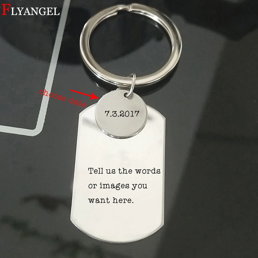 Custom Keychain Engrave Date Of Wedding Anniversary Birthday Printed