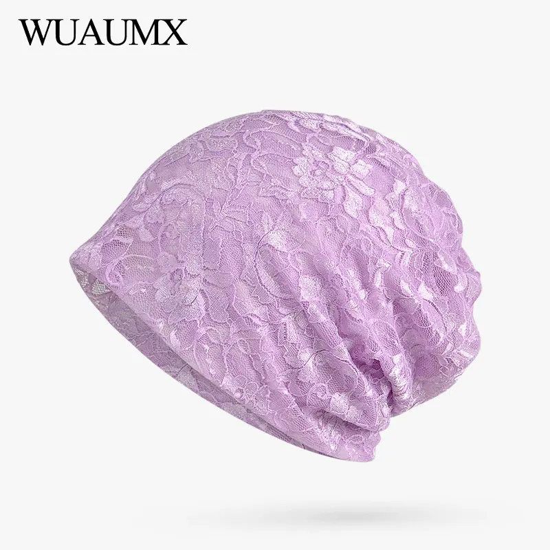 Wuaumx/женские шапки бини на весну и лето фиолетовые многофункциональные тюрбан