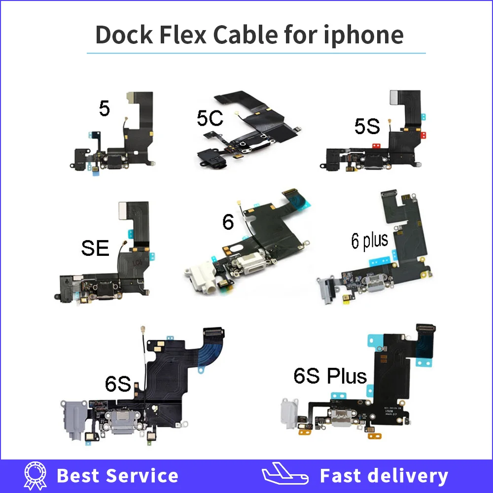 

New Charger Charging Port USB Dock Connector replacement For iPhone 5 5C 5S 6 6S 7 8 Plus X Headphone Audio Jack Flex Cable