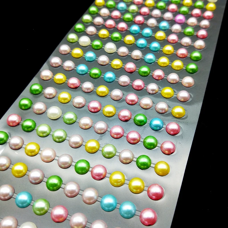 7mm Colorful Pearls Stickers  Self Adhesive Beads For Diy 