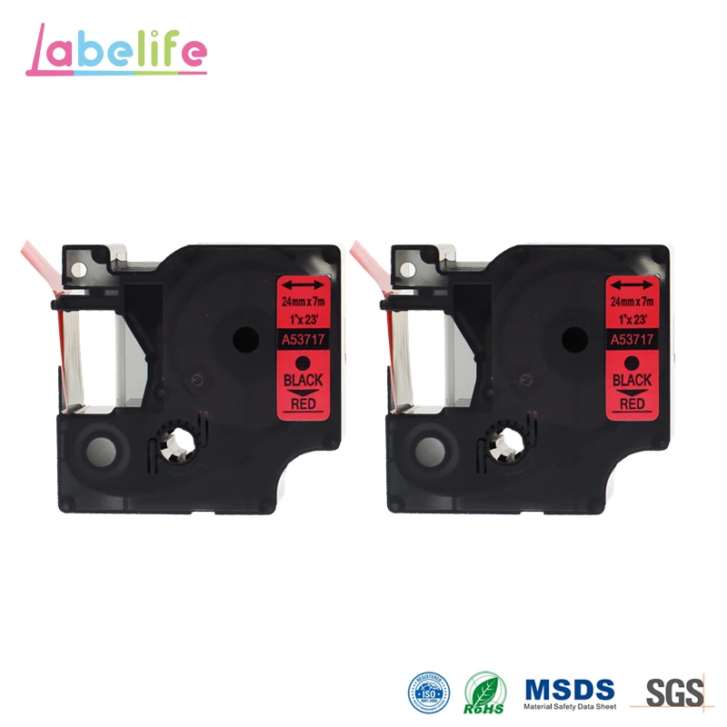 Labelife 2 пакета 53717 черный на красном 24 мм S0720970 картридж совместимый с dymo