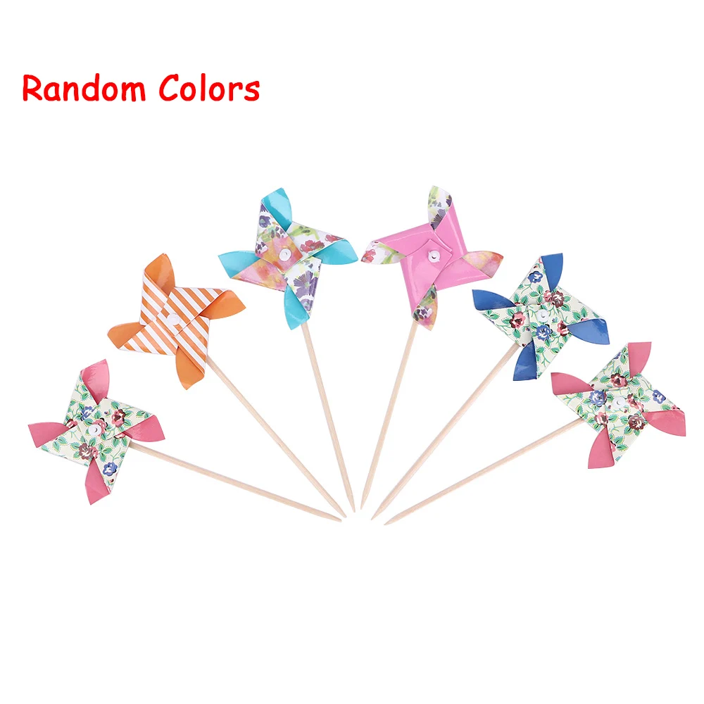 

24 pcs Paper Windmill Toy Spinner Pinwheel Whirl Flower Windmill Toy Yard Decor Outdoor Toy Color Random