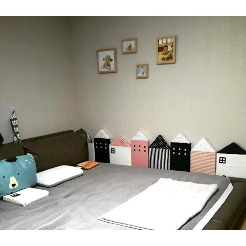 baby 4 pcs/set - Myudi Baby bed bumper little house pattern crib protection infant Cot Nursery bedding Toddler Bed Bedding Set