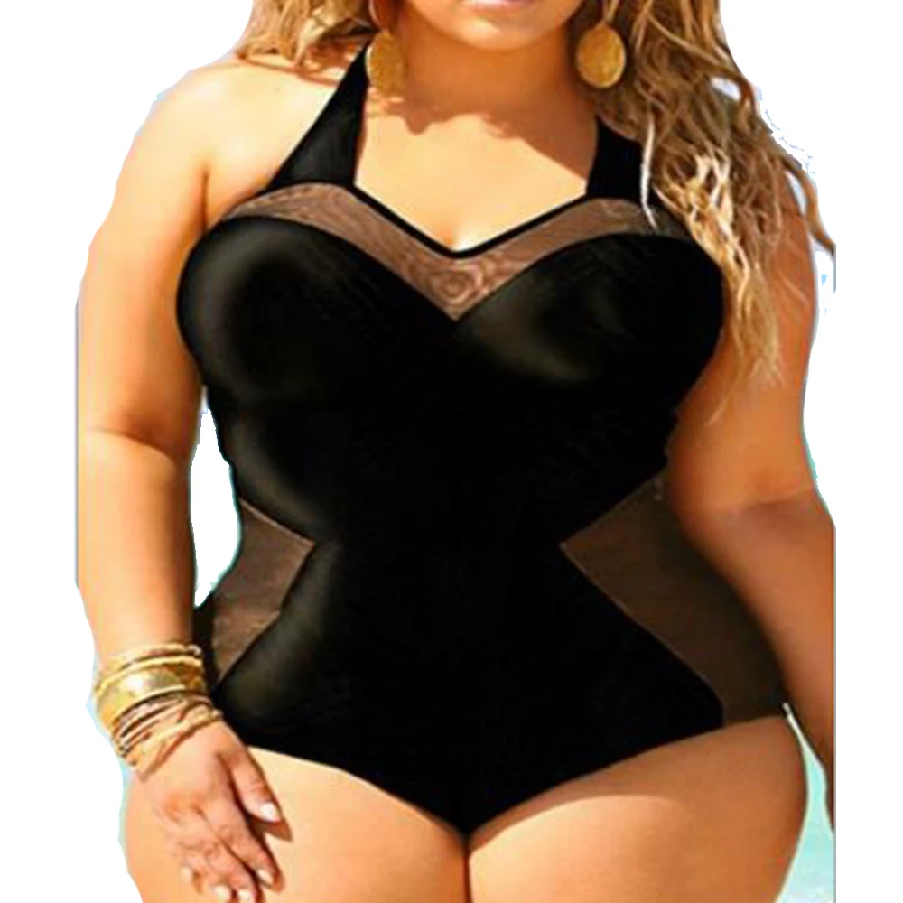 Big Plus Size 3XL Women's Black Halter One Piece Cheely Bustier Beachwear Sets Swimsuits Bath Bathing Suits Swimwear bodysuits plus-size-black-swimsuit : image Big Plus Size 3XL Women's Black Halter One Piece Cheely Bustier Beachwear Sets Swimsuits Bath Bathing Suits Swimwear bodysuits plus-size-black-swimsuit