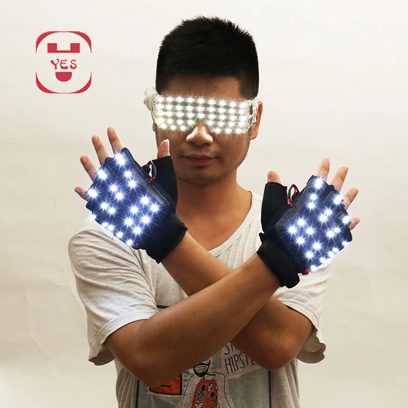 Gants LED 1pair Neon Éclairage Lumineux Glovers avec batterie Glow In The  Dark